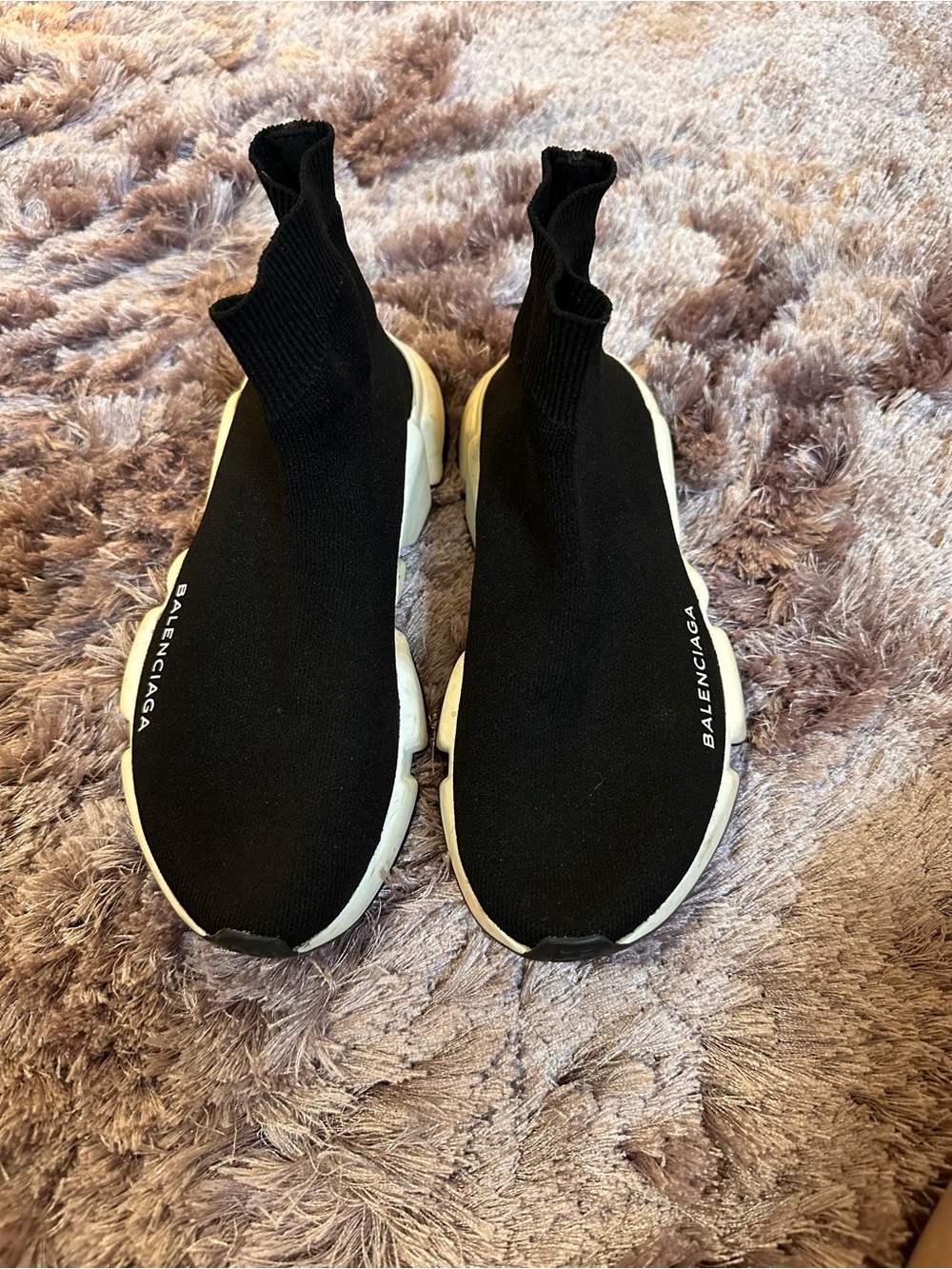 Balenciaga Speed Trainer Black & White Sock Sneakers – Size 35
